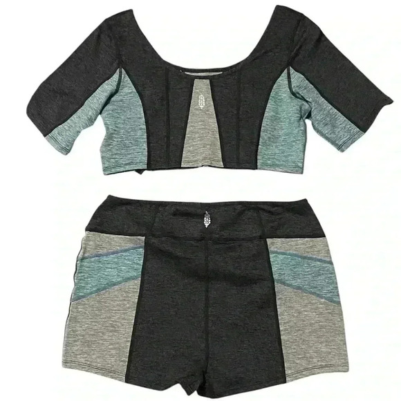 Free People Movement Six Pack Set L Charcoal Heather Combo Activewear Gym NWT - Picture 4 of 11